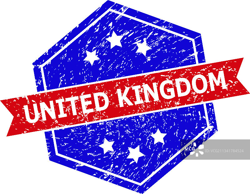 六边形双色英国橡胶印章图片素材