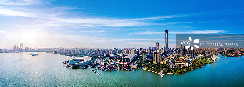 航拍苏州湖东现代建筑景观国际会展中心图片素材