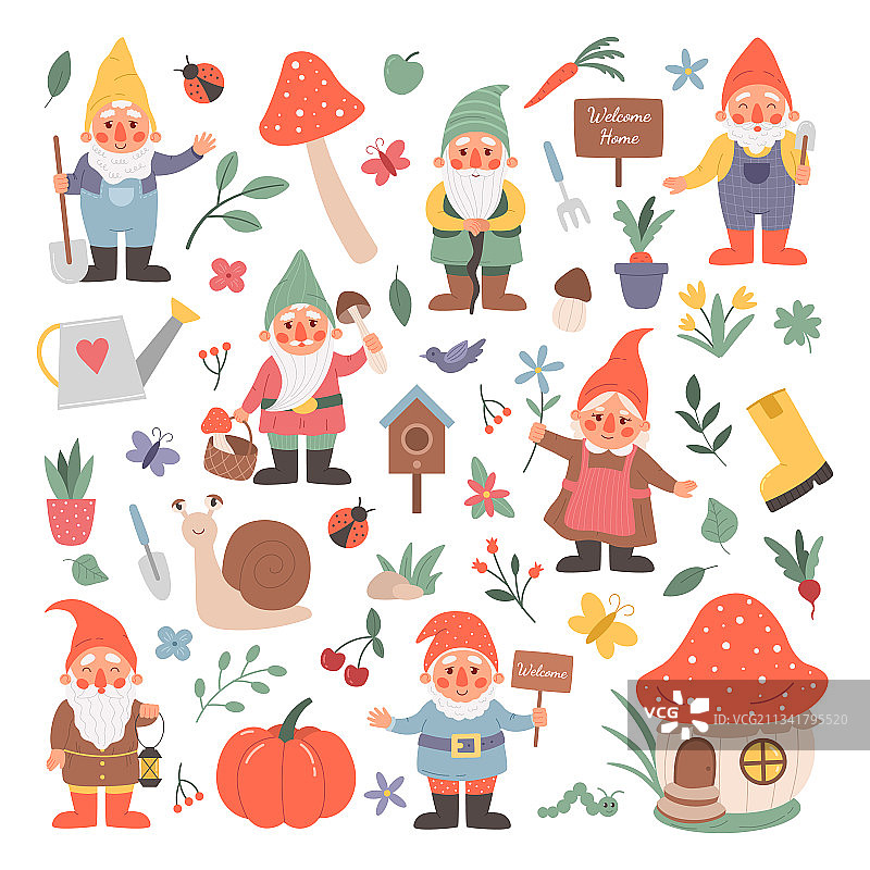 花园侏儒卡通童话生物图片素材