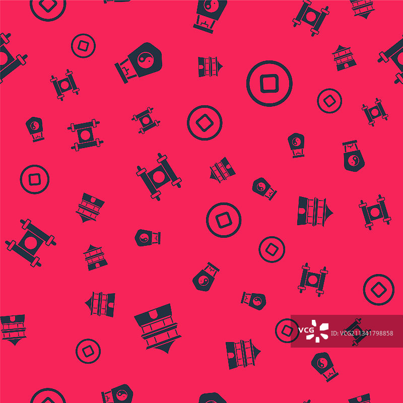 中式房屋纸灯笼圣旨套装图片素材