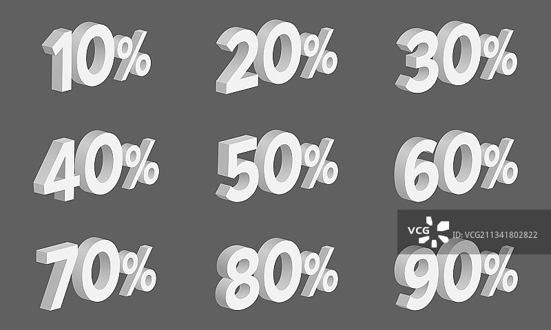 3D折扣2.5D百分比数字图片素材