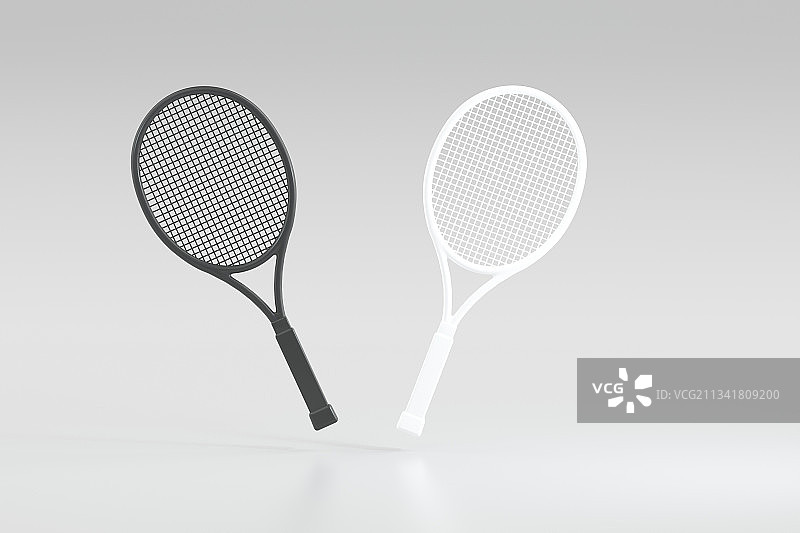 3D渲染的网球和网球拍图片素材