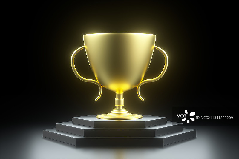 3D渲染的足球篮球奖杯图片素材