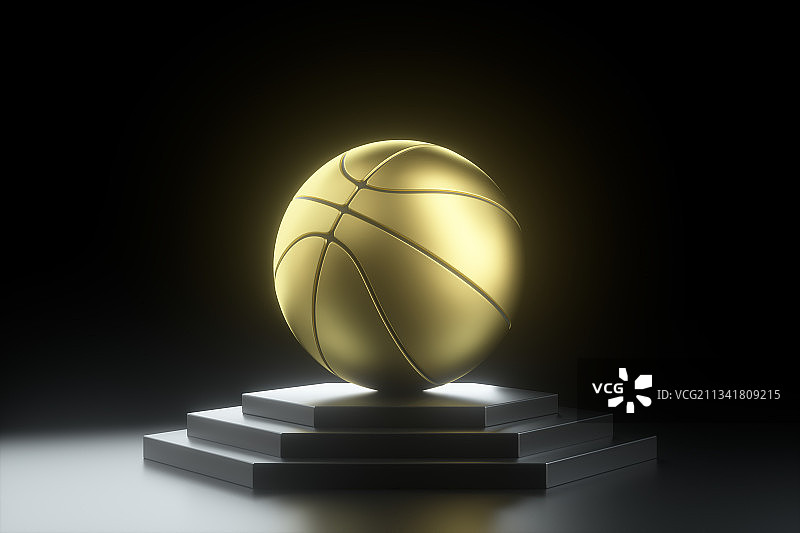 3D渲染的足球篮球奖杯图片素材