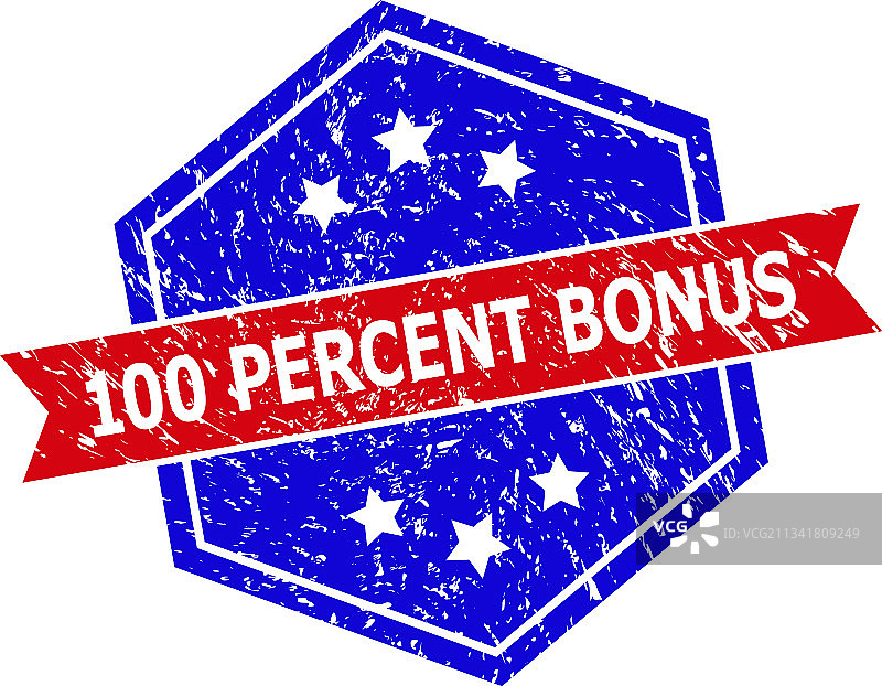 双色百分百奖励印章六边形图片素材