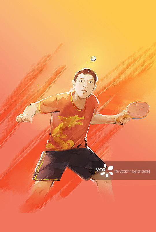 男子乒乓球插画图片素材