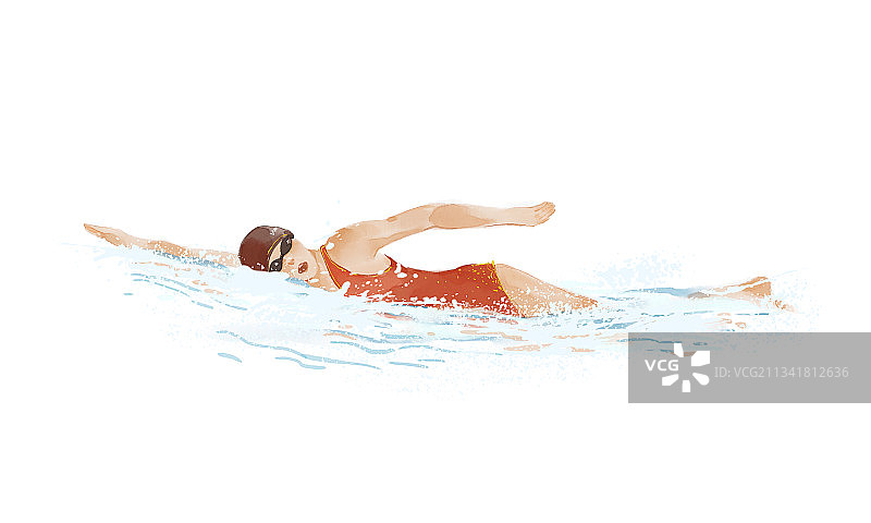 女子游泳运动插画图片素材