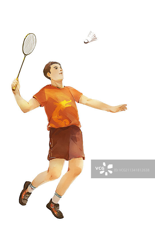 男子羽毛球插画图片素材