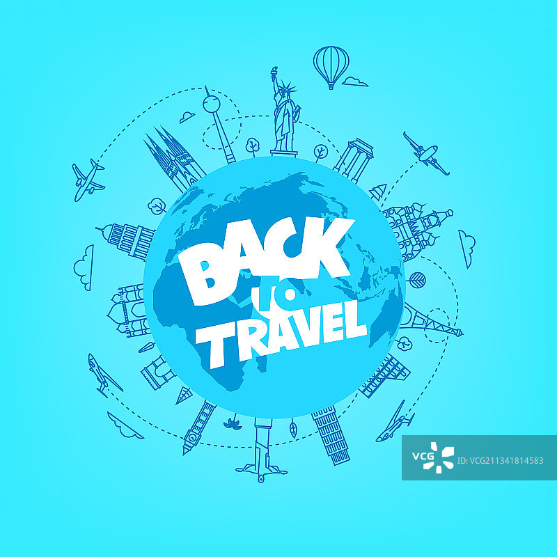 世界景点线性旅游概念图片素材