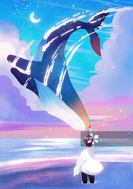 鲸鱼与男孩图片素材