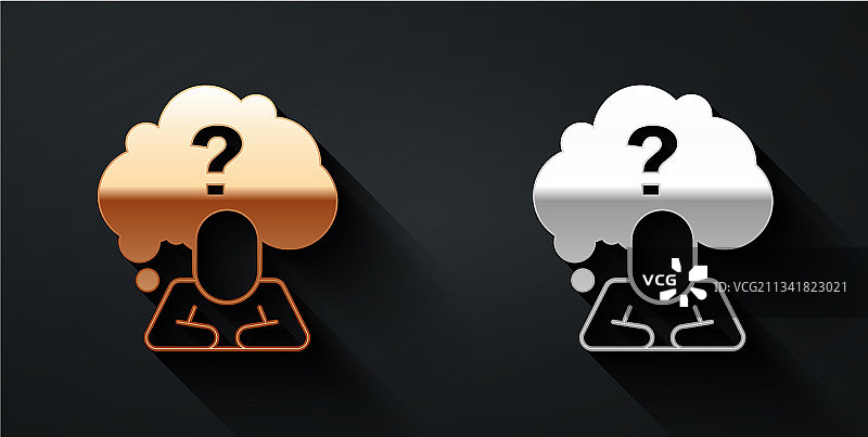 金色和银色人头问号图标图片素材