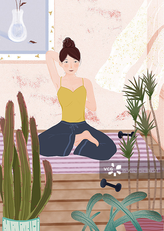 练习瑜伽的女孩图片素材