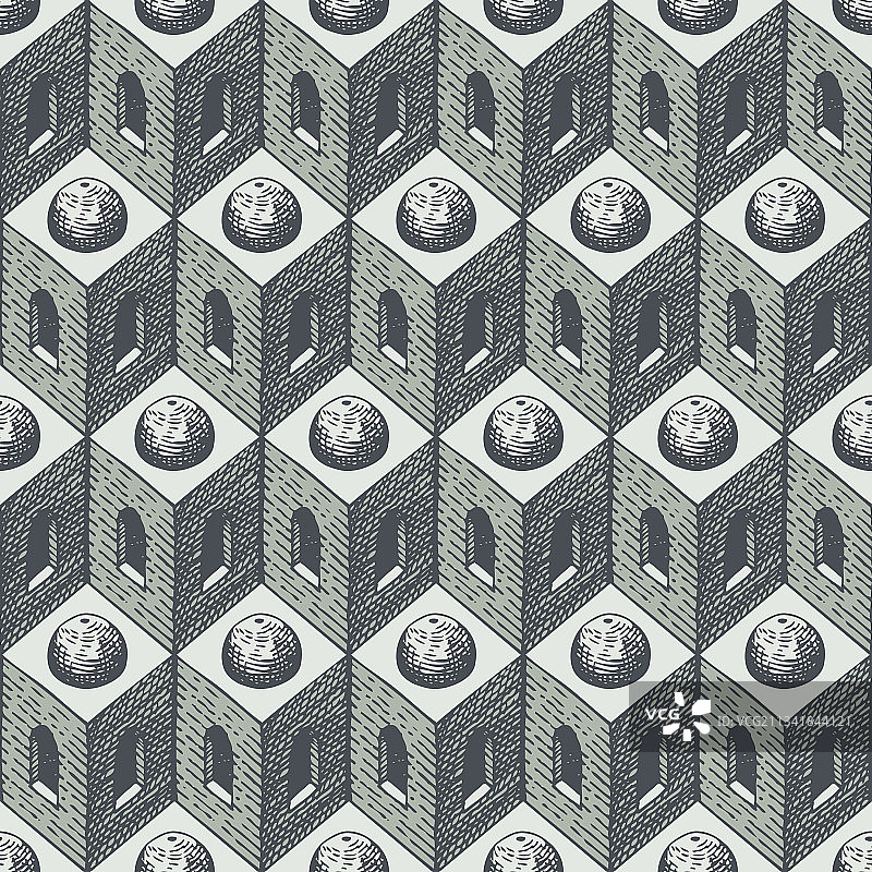 复古风格手绘几何无缝图案图片素材
