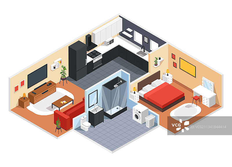 2.5D现代公寓室内设计图片素材