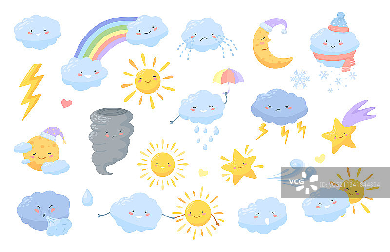 可爱的卡通天气角色图片素材