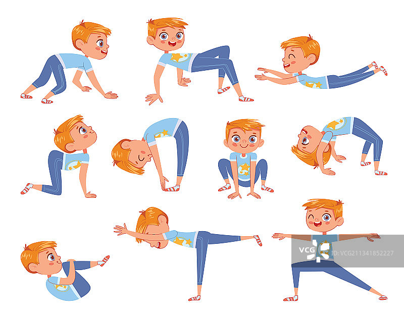 正在做体育锻炼的可爱小男孩图片素材