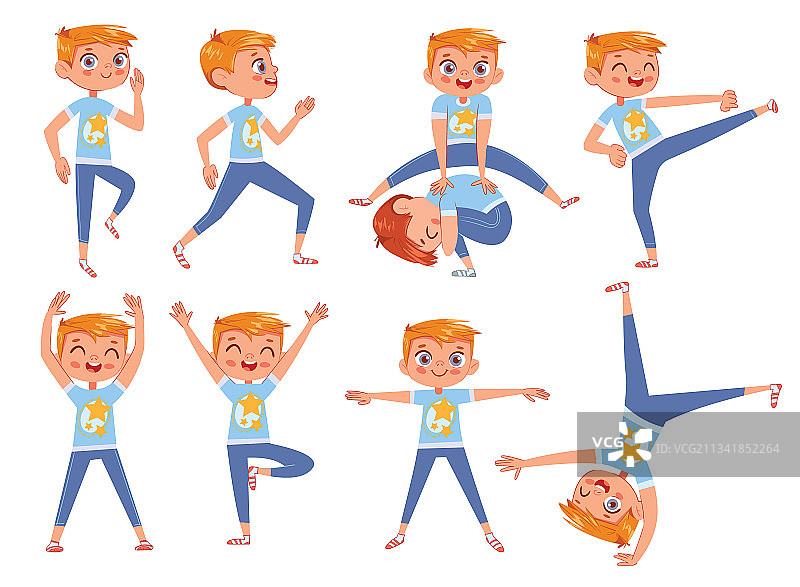 正在做体育锻炼的可爱小男孩图片素材