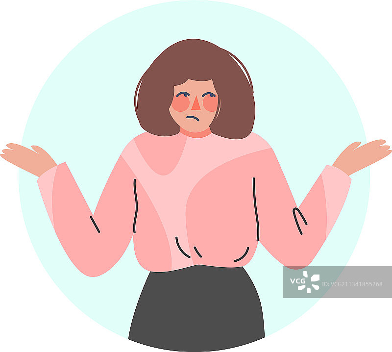 年轻女人做耸肩的否定手势图片素材