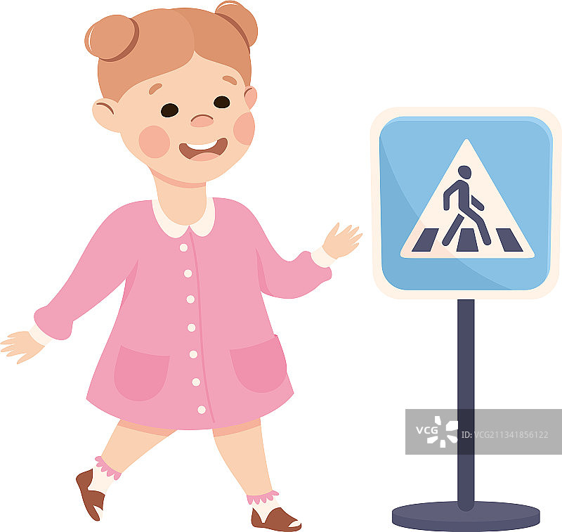 小女孩学习交通标志图片素材
