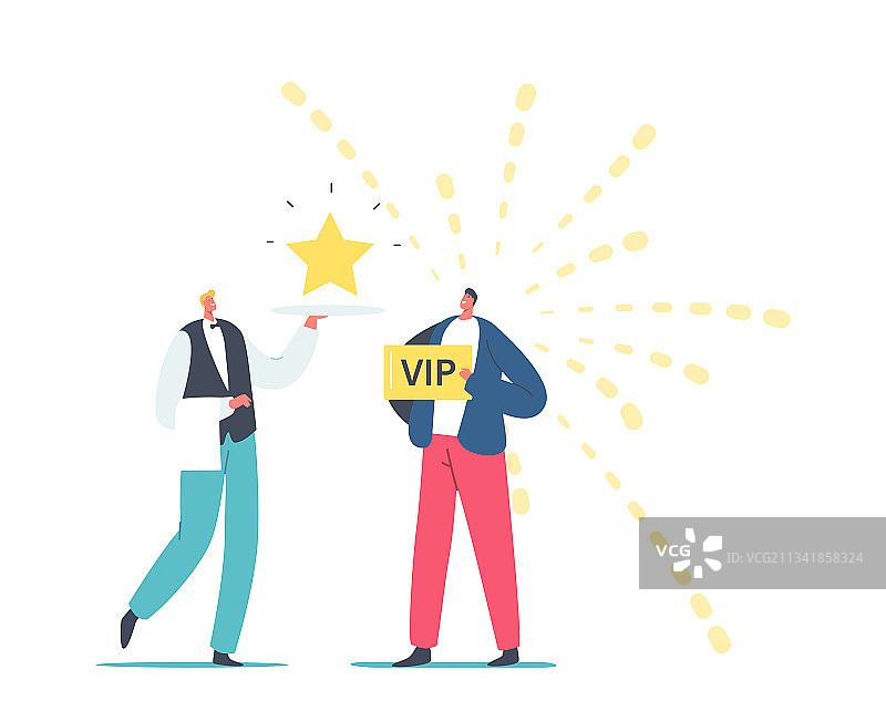 服务员在托盘上为贵宾男士端上闪亮的星星图片素材