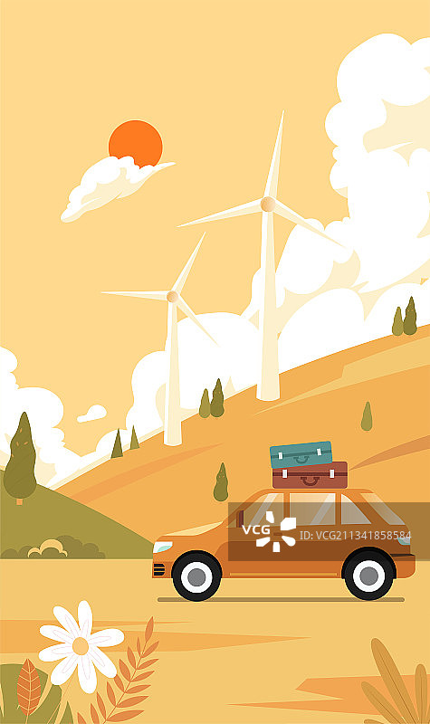 秋日自驾旅行图片素材