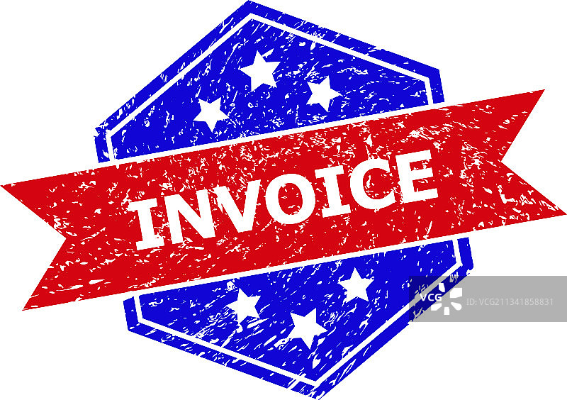 六边形双色发票印章（含不洁）图片素材