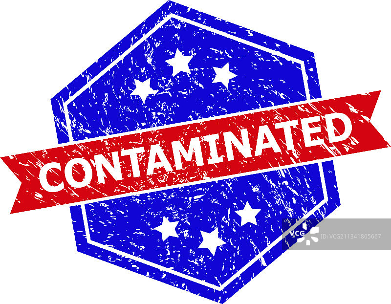 受污染的六边形双色印章图片素材