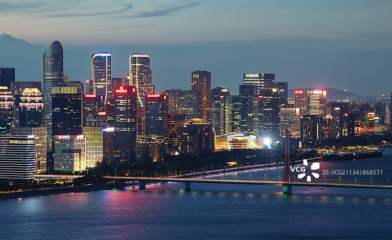 杭州钱江新城西兴大桥夜景图片素材