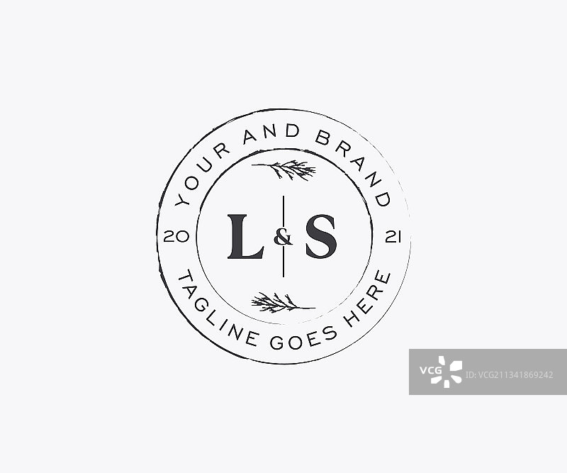 LS字母花卉框架植物图案图片素材