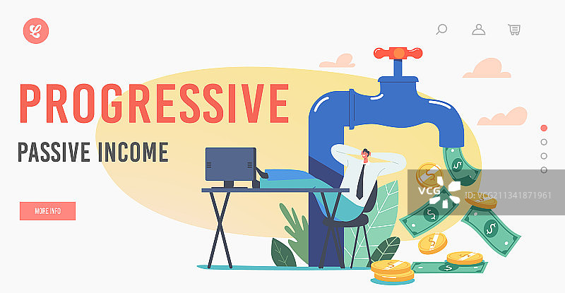 渐进式被动收入着陆页模板图片素材