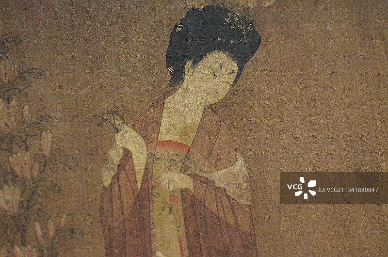 唐周昉簪花仕女图图片素材