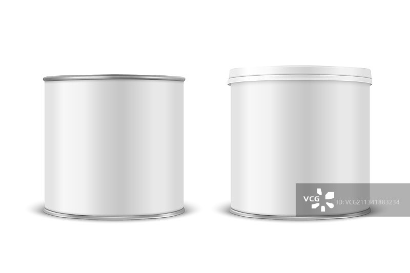 3D逼真白色金属罐样机图片素材