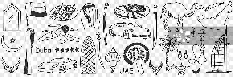 阿拉伯联合酋长国涂鸦符号图片素材
