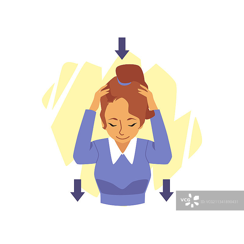 做头部倾斜运动以伸展和放松颈部的女人图片素材