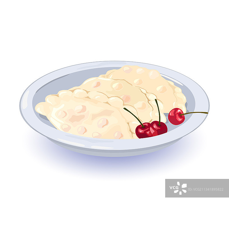 卡通樱桃波兰饺子图片素材