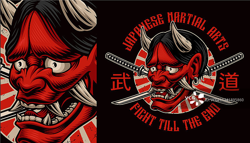 日本鬼怪T恤设计图片素材