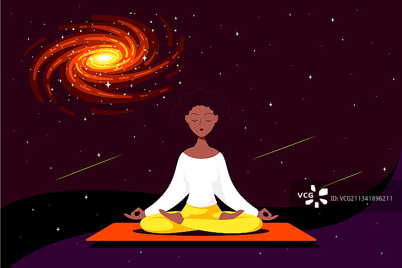 年轻女子莲花坐姿冥想图片素材