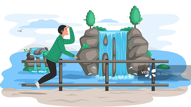 公园山区自然景观中的瀑布图片素材