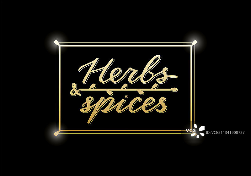 香草和香料金色字体矩形banner图片素材