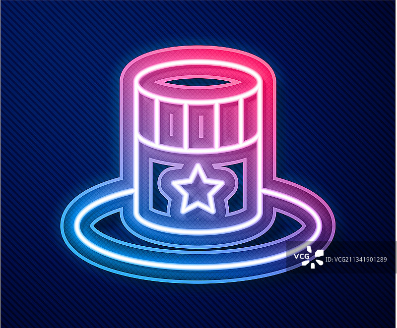 发光霓虹灯爱国主义美国高顶礼帽图标图片素材