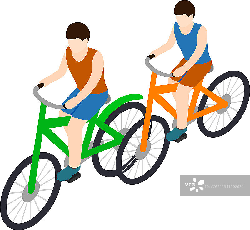 骑自行车者图标2.5D风格图片素材