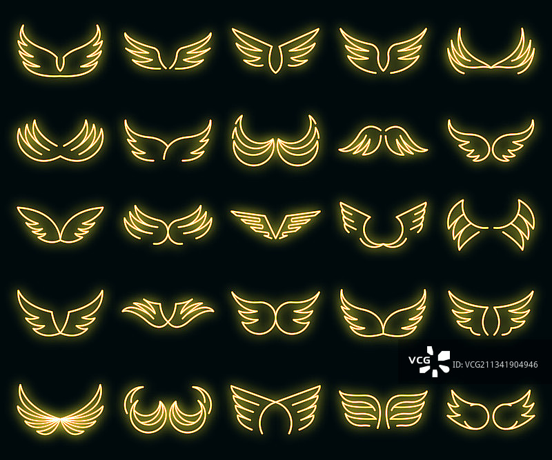 霓虹灯翅膀图标图片素材