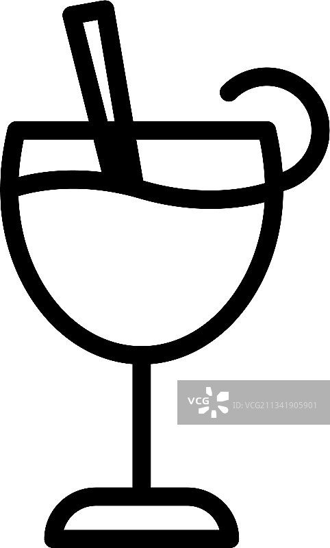 午餐鸡尾酒图标轮廓样式图片素材
