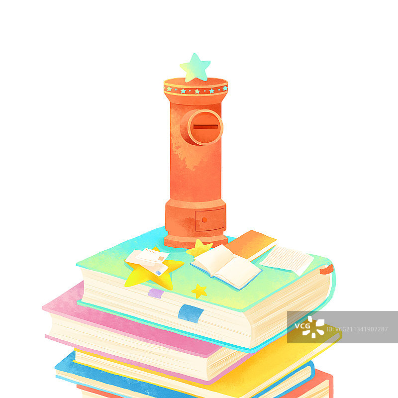 书本书籍星星邮箱插画图片素材