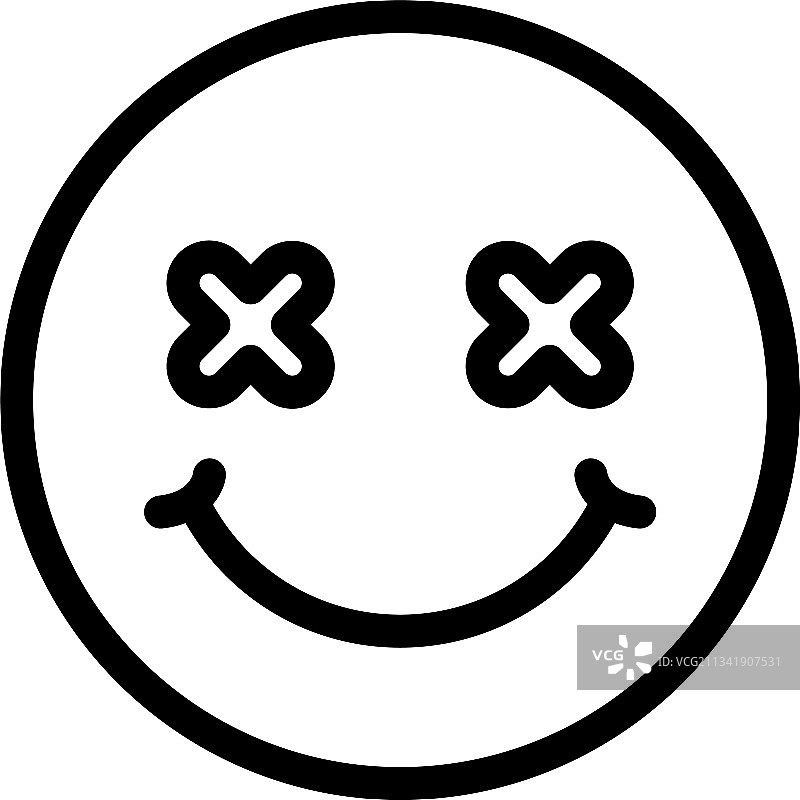 翻白眼表情符号轮廓图标图片素材