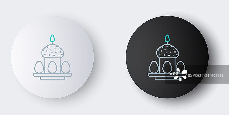 灰色背景上的线条复活节蛋糕和彩蛋图标图片素材