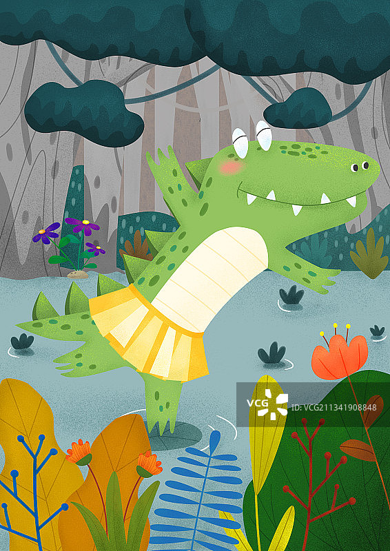 跳芭蕾舞的小鳄鱼图片素材