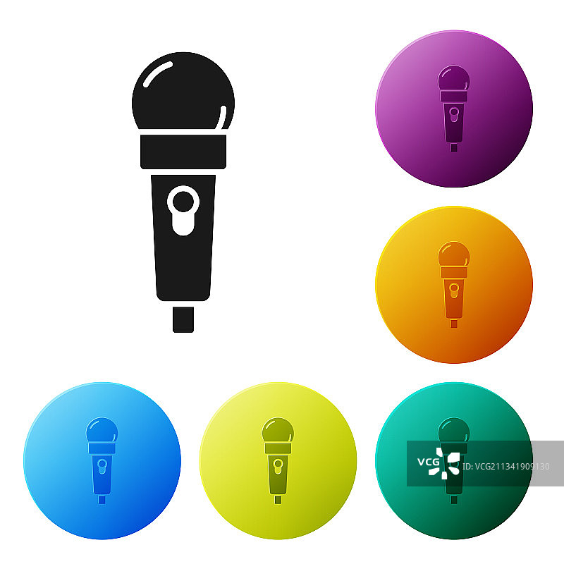 白色背景上的黑色麦克风图标图片素材