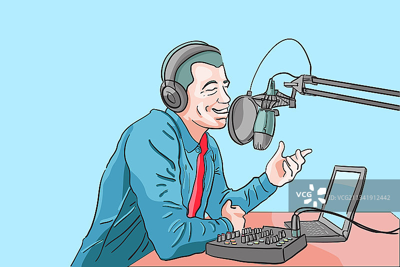 网红在演播室直播图片素材