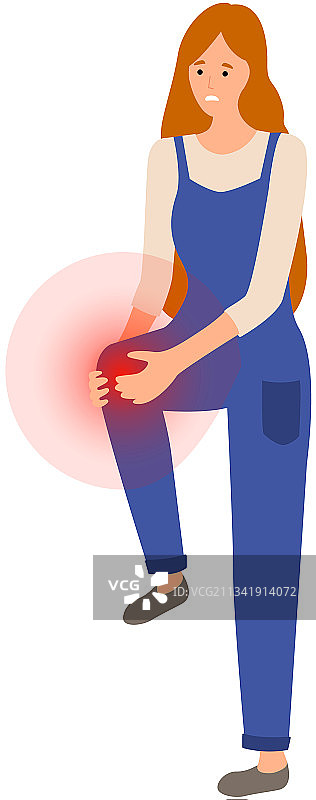 膝盖疼痛的悲伤女孩图片素材